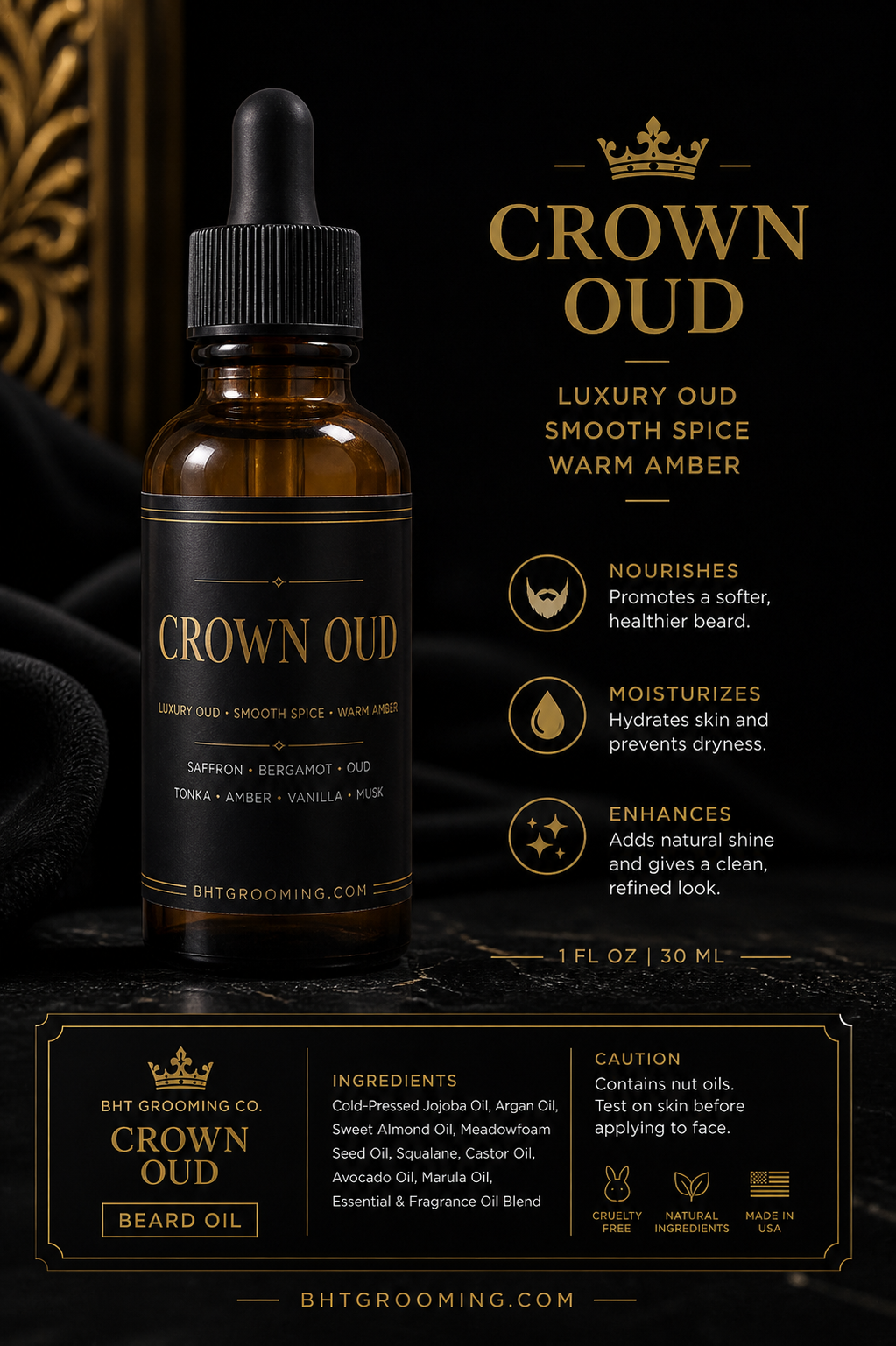 Crown Oud Beard Oil | BHT Grooming