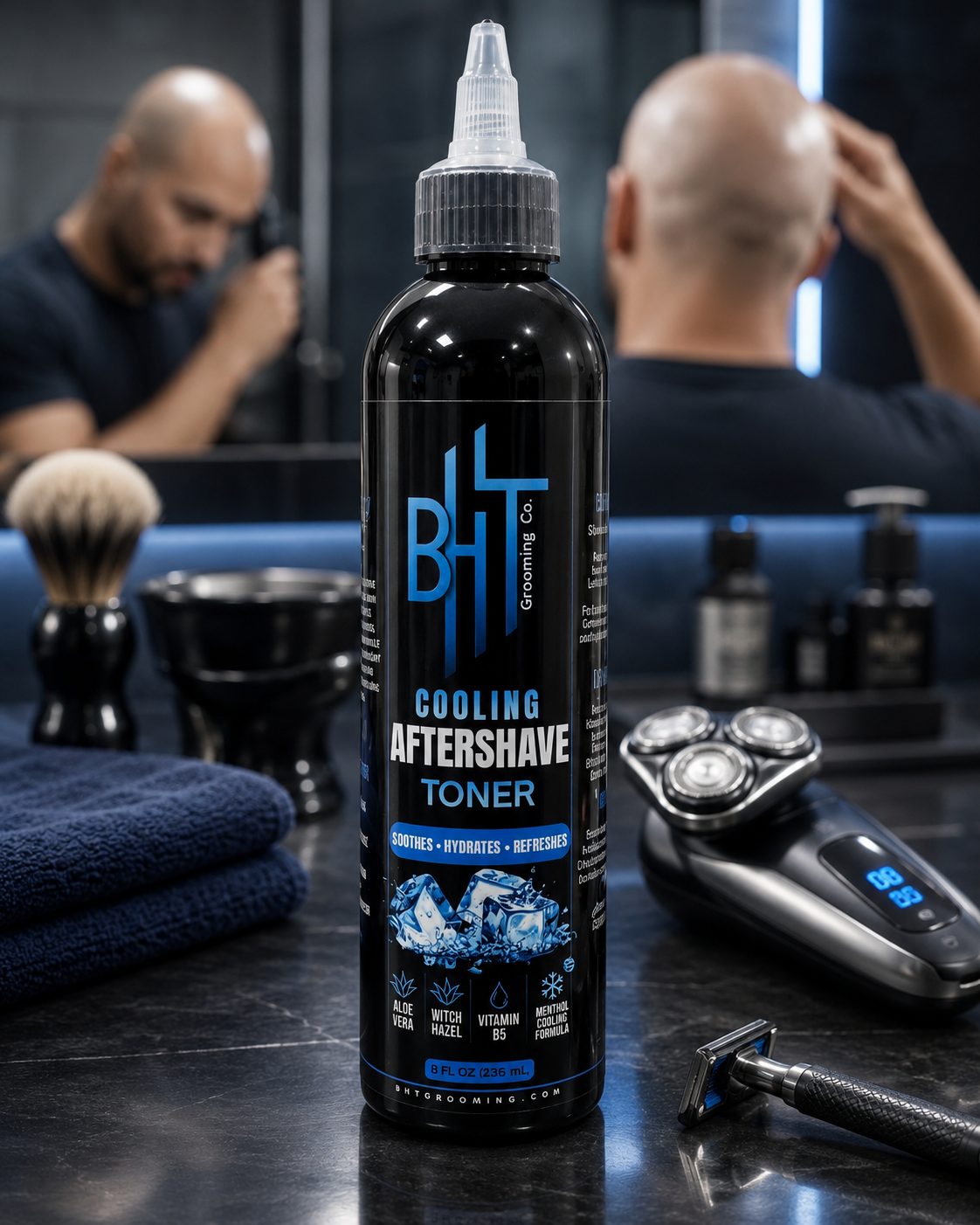 Cooling Aftershave Toner for Bald Head Shaving