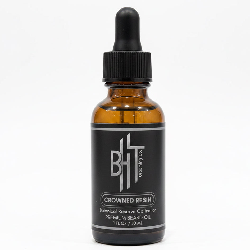 Crowned Resin Beard Oil | Fresh Citrus, Warm Resin & Woody Oud