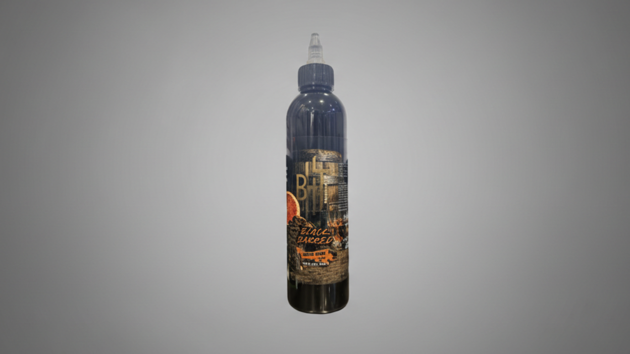 Beard wash bottle with label on a white background