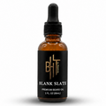 Bottle of Blank Slate premium beard oil on a white background