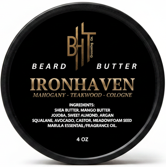 Ironhaven beard butter container on a white background