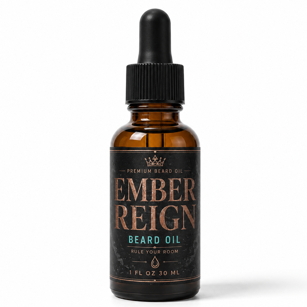 Ember Reign Beard Oil – Bourbon, Tobacco & Oud Blend
