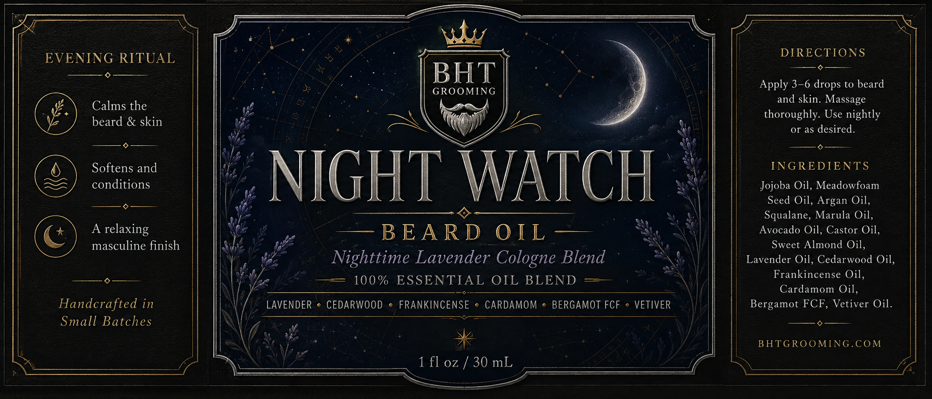 Night Watch Beard Oil – Masculine Lavender Nighttime Blend