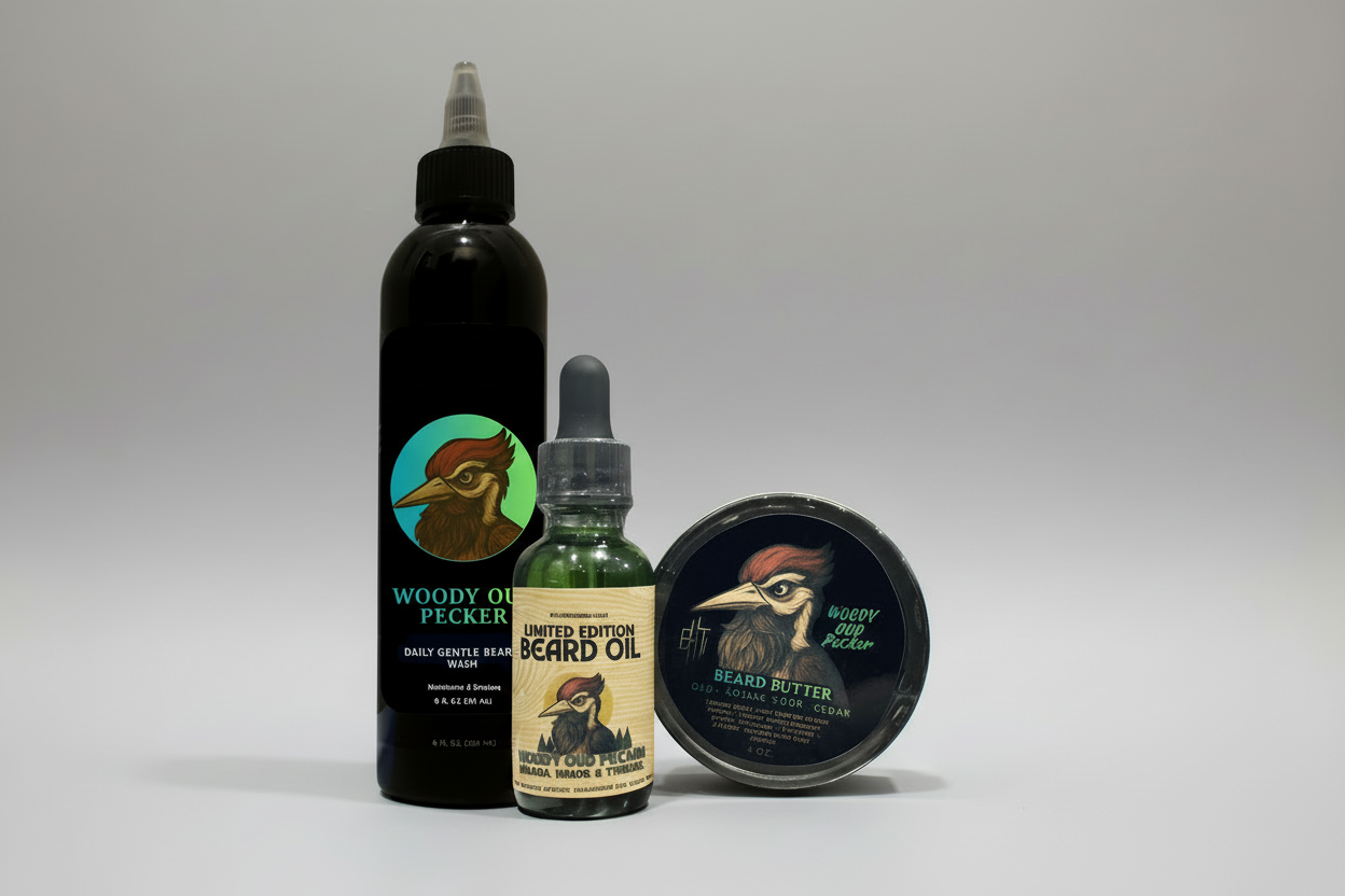 Oil bottler, Container and Tall container of bht grooming products.