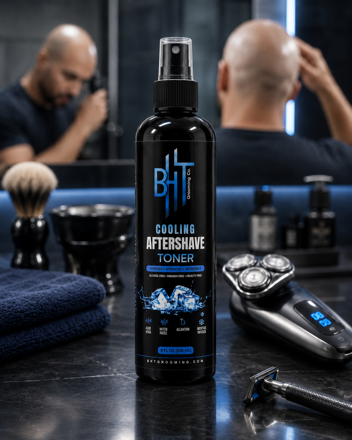 Cooling Aftershave Toner for Bald Head Shaving